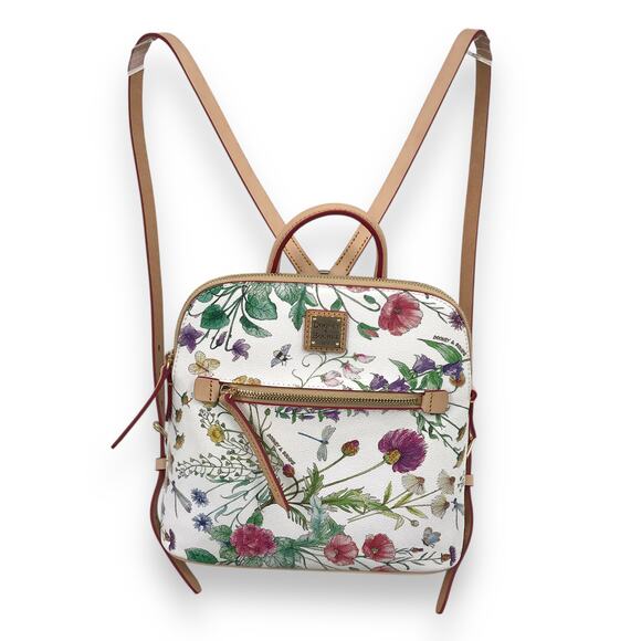 Dooney & Bourke Botanical Collection Backpack Bag White Floral Coated Cotton NWT - Picture 1 of 12